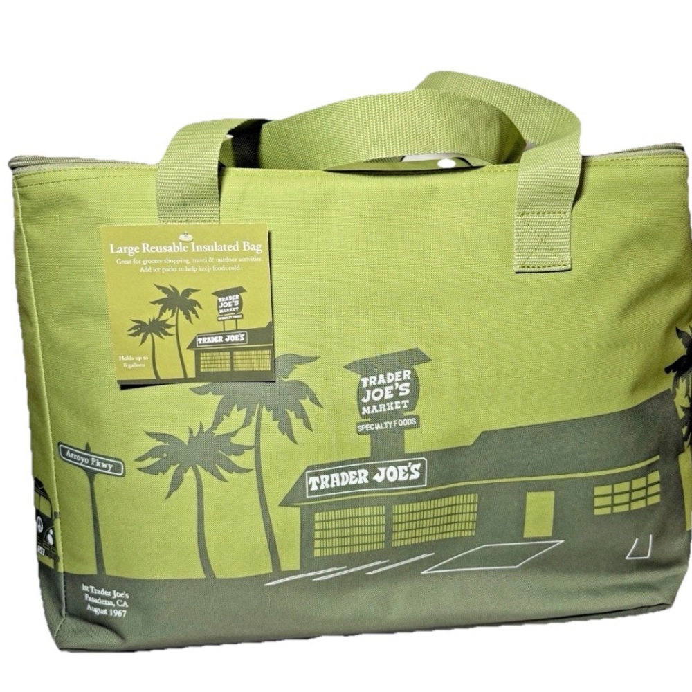 Trader Joe's olive Green Reusable Insulated Bag new 8 gallon capacity.